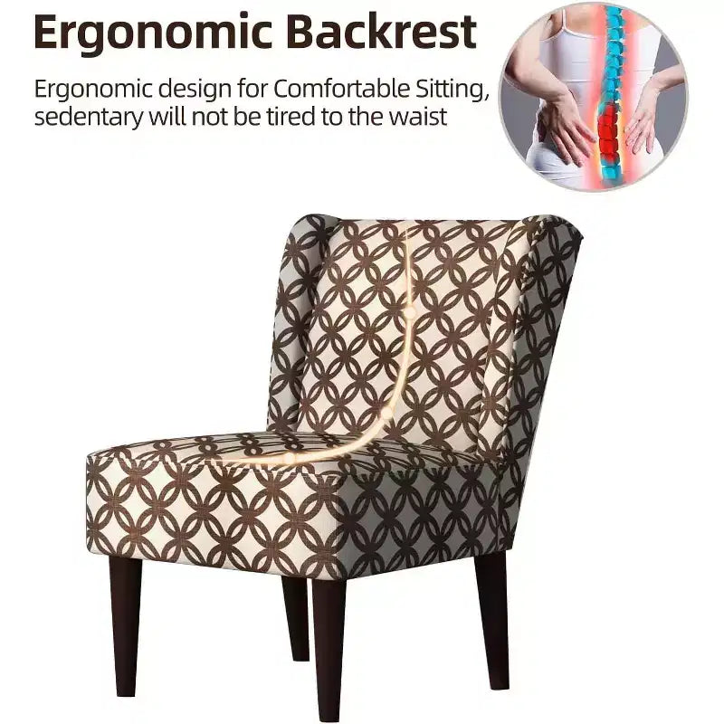 Mid Century Fabric Accent Chairs with Wing-back Brown