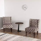 Mid Century Fabric Accent Chairs with Wing-back Brown
