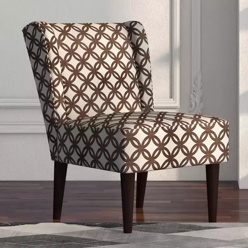 Mid Century Fabric Accent Chairs with Wing-back Brown