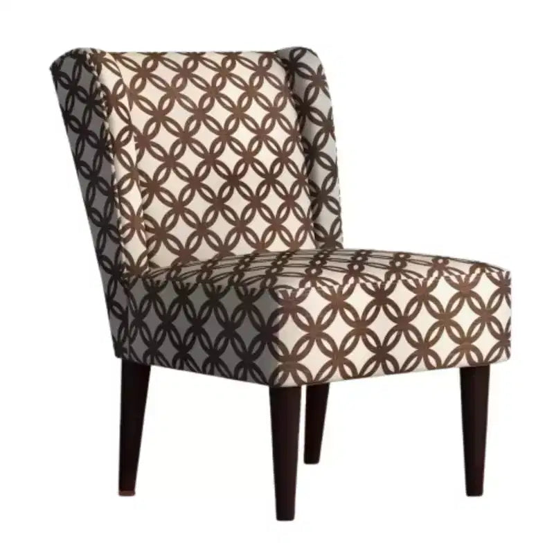 Mid Century Fabric Accent Chairs with Wing-back Brown