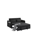 55.5 Modern Pull-Out Sleep Sofa - 2-Seater Loveseat with Lumbar Pillows & Side Pockets