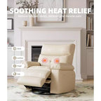 27 Oversized Recliner with Heat & Massage 360 Swivel & Manual Rocking, Remote Control for Living Room, Bedroom