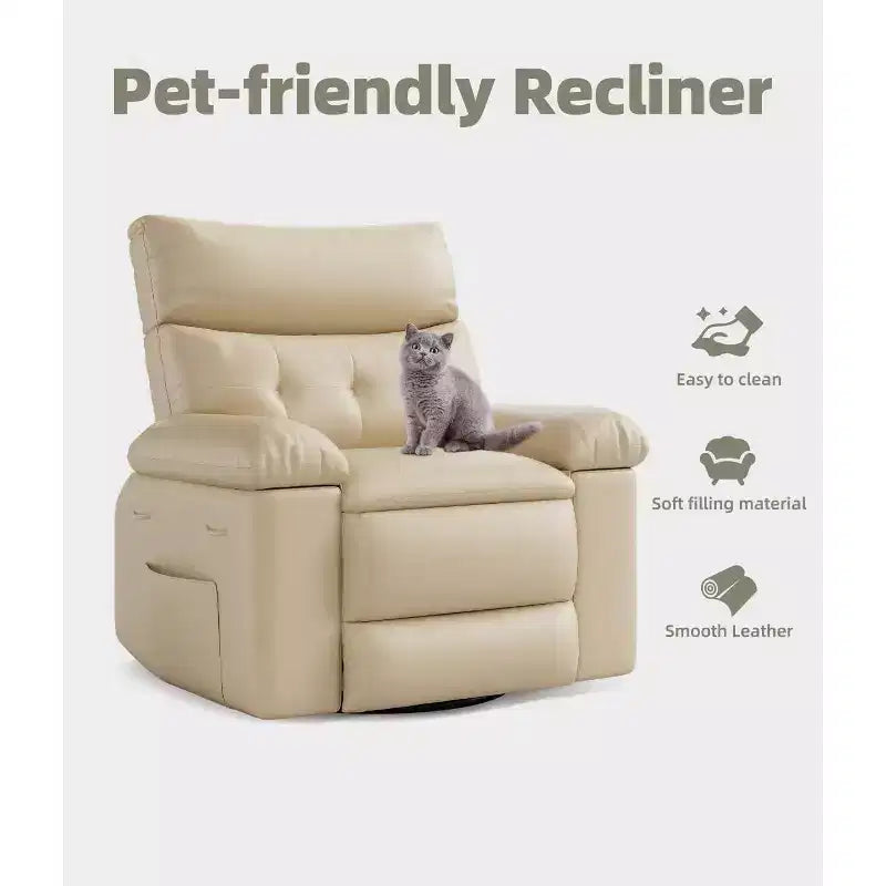 27 Oversized Recliner with Heat & Massage 360 Swivel & Manual Rocking, Remote Control for Living Room, Bedroom