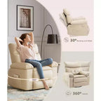 27 Oversized Recliner with Heat & Massage 360 Swivel & Manual Rocking, Remote Control for Living Room, Bedroom