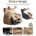 27 Oversized Recliner with Heat & Massage 360 Swivel & Manual Rocking, Remote Control for Living Room, Bedroom