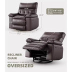 27 Oversized Recliner with Heat & Massage 360 Swivel & Manual Rocking, Remote Control for Living Room, Bedroom