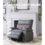 27 Oversized Recliner with Heat & Massage 360 Swivel & Manual Rocking, Remote Control for Living Room, Bedroom