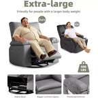 27 Oversized Recliner with Heat & Massage 360 Swivel & Manual Rocking, Remote Control for Living Room, Bedroom