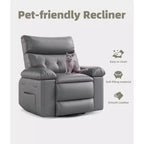 27 Oversized Recliner with Heat & Massage 360 Swivel & Manual Rocking, Remote Control for Living Room, Bedroom