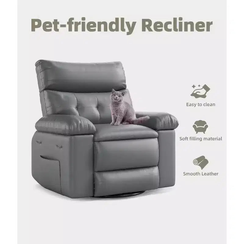 27 Oversized Recliner with Heat & Massage 360 Swivel & Manual Rocking, Remote Control for Living Room, Bedroom