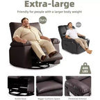 27 Oversized Recliner with Heat & Massage 360 Swivel & Manual Rocking, Remote Control for Living Room, Bedroom