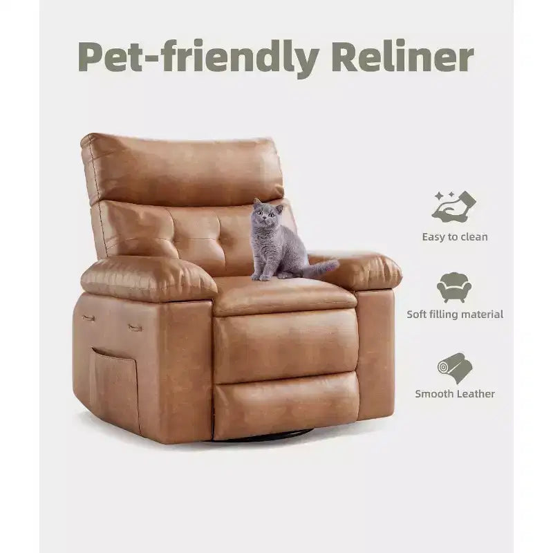 27 Oversized Recliner with Heat & Massage 360 Swivel & Manual Rocking, Remote Control for Living Room, Bedroom