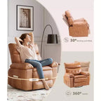 27 Oversized Recliner with Heat & Massage 360 Swivel & Manual Rocking, Remote Control for Living Room, Bedroom