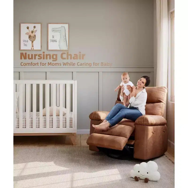 27 Oversized Recliner with Heat & Massage 360 Swivel & Manual Rocking, Remote Control for Living Room, Bedroom