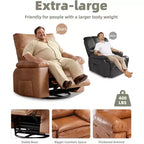 27 Oversized Recliner with Heat & Massage 360 Swivel & Manual Rocking, Remote Control for Living Room, Bedroom