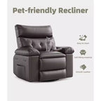 27 Oversized Recliner with Heat & Massage 360 Swivel & Manual Rocking, Remote Control for Living Room, Bedroom