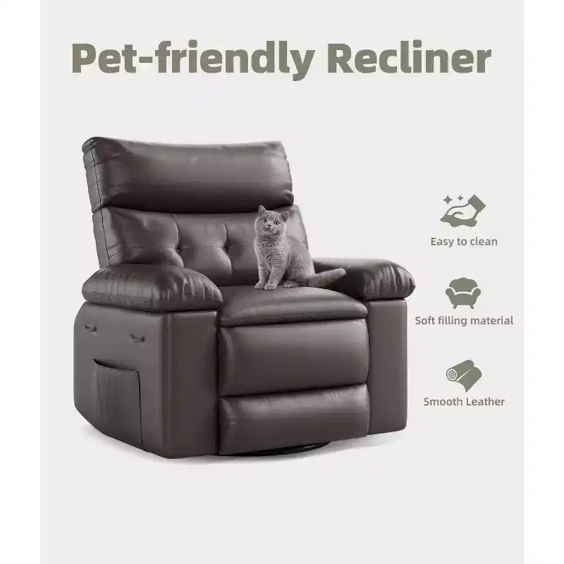 27 Oversized Recliner with Heat & Massage 360 Swivel & Manual Rocking, Remote Control for Living Room, Bedroom