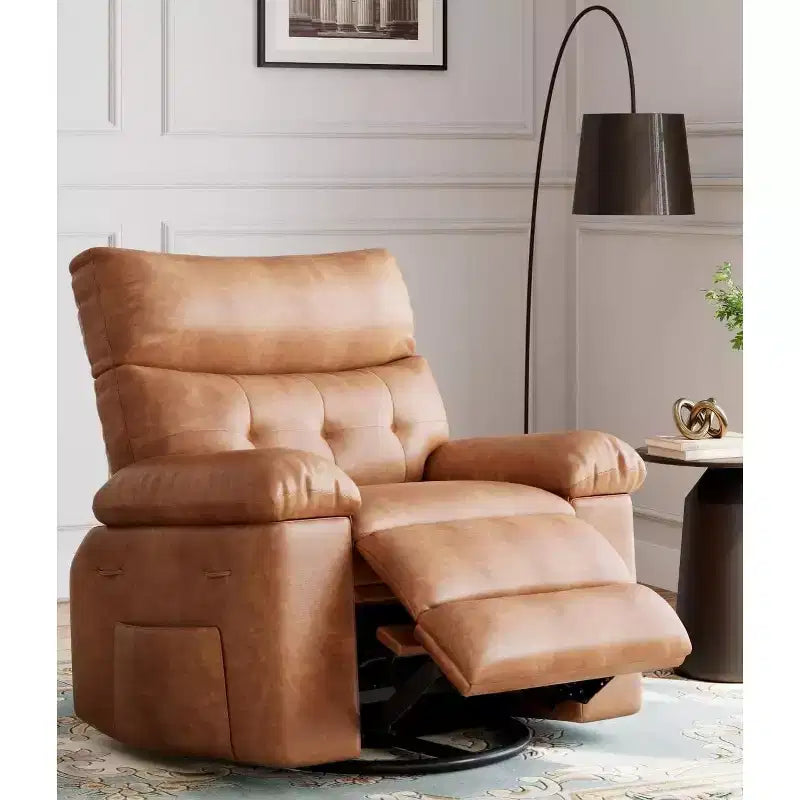 27 Oversized Recliner with Heat & Massage 360 Swivel & Manual Rocking, Remote Control for Living Room, Bedroom