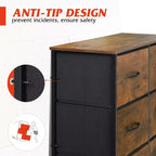 Tall Dresser with 10 Fabric Drawers, Storage Tower with Cabinet, Metal Frame, Organizer Units for Closet