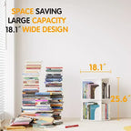 Rotating Bookshelf, Vertical 360 Spinning Shelf Organizer, Space-Saving Round Tower, White