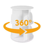 Rotating Bookshelf, Vertical 360 Spinning Shelf Organizer, Space-Saving Round Tower, White