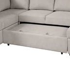109 U-Shaped Sectional Sleeper Sofa with USB Ports, Storage Chaise & 4 Pillows - Convertible Sofa Bed for Living Room