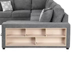 109 U-Shaped Sectional Sleeper Sofa with USB Ports, Storage Chaise & 4 Pillows - Convertible Sofa Bed for Living Room