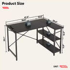 Klein L-vormig Computertafel met Opbergplanken, 47 Inch Hoekwerktafel Schrijfstudietafel Thuiswerkplek voor Kleine Ruimte