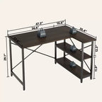 Klein L-vormig Computertafel met Opbergplanken, 47 Inch Hoekwerktafel Schrijfstudietafel Thuiswerkplek voor Kleine Ruimte
