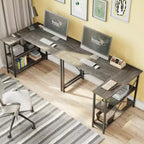 Klein L-vormig Computertafel met Opbergplanken, 47 Inch Hoekwerktafel Schrijfstudietafel Thuiswerkplek voor Kleine Ruimte