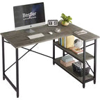 Klein L-vormig Computertafel met Opbergplanken, 47 Inch Hoekwerktafel Schrijfstudietafel Thuiswerkplek voor Kleine Ruimte