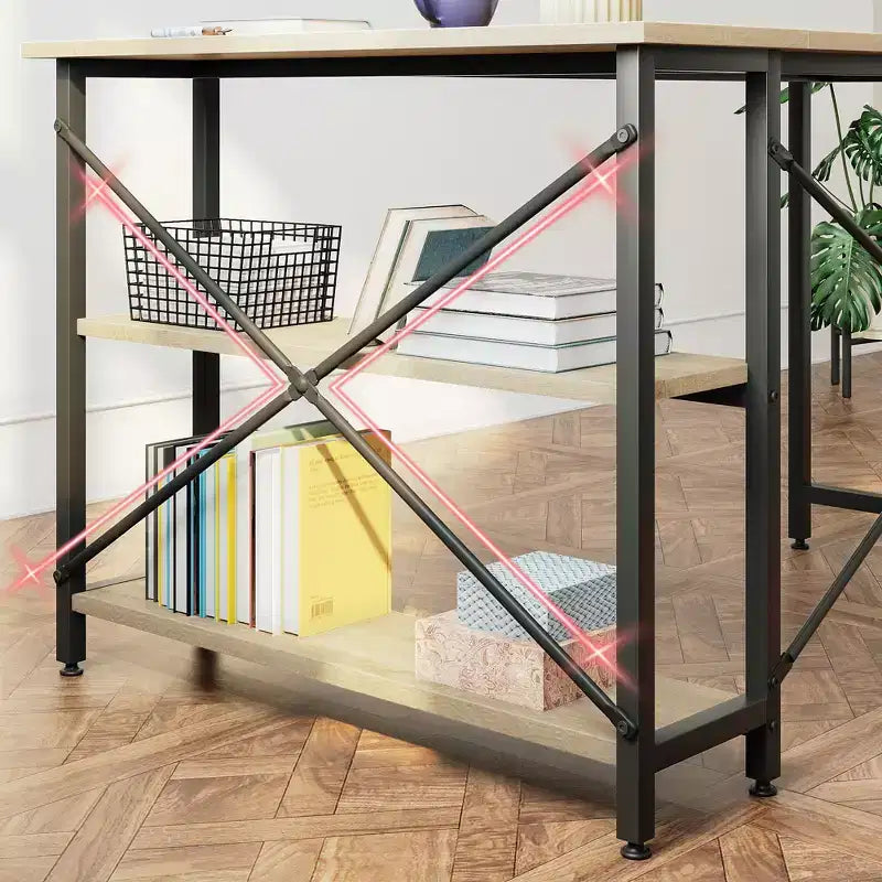 Klein L-vormig Computertafel met Opbergplanken, 47 Inch Hoekwerktafel Schrijfstudietafel Thuiswerkplek voor Kleine Ruimte