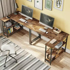 Klein L-vormig Computertafel met Opbergplanken, 47 Inch Hoekwerktafel Schrijfstudietafel Thuiswerkplek voor Kleine Ruimte
