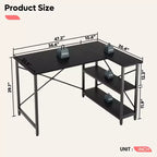 Klein L-vormig Computertafel met Opbergplanken, 47 Inch Hoekwerktafel Schrijfstudietafel Thuiswerkplek voor Kleine Ruimte