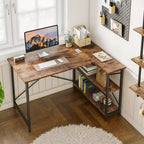 Klein L-vormig Computertafel met Opbergplanken, 47 Inch Hoekwerktafel Schrijfstudietafel Thuiswerkplek voor Kleine Ruimte