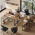Klein L-vormig Computertafel met Opbergplanken, 47 Inch Hoekwerktafel Schrijfstudietafel Thuiswerkplek voor Kleine Ruimte