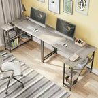 Klein L-vormig Computertafel met Opbergplanken, 47 Inch Hoekwerktafel Schrijfstudietafel Thuiswerkplek voor Kleine Ruimte