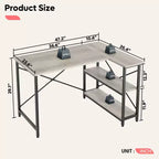 Klein L-vormig Computertafel met Opbergplanken, 47 Inch Hoekwerktafel Schrijfstudietafel Thuiswerkplek voor Kleine Ruimte
