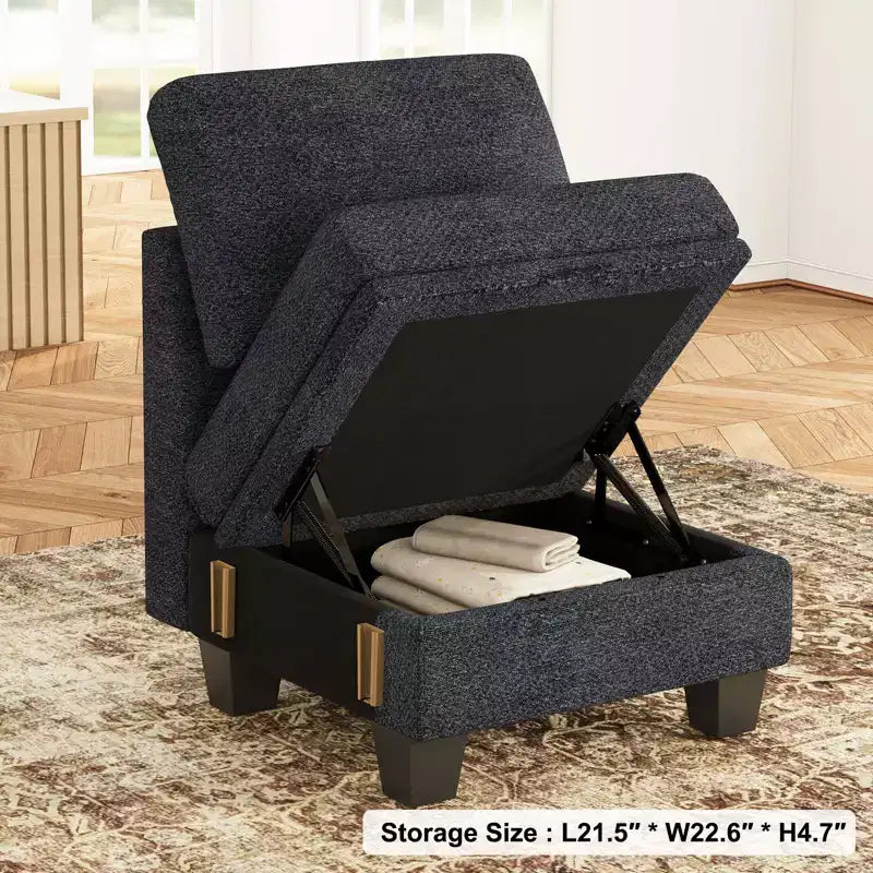 Einzelsitz- kompakte Chenille-Couch mit verstecktem Stauraum