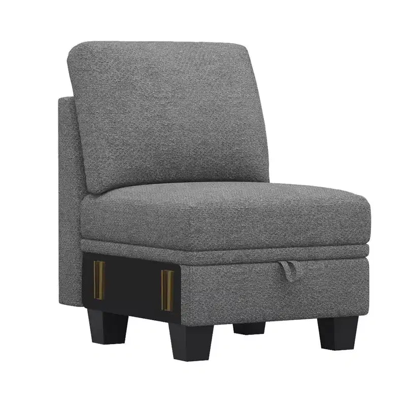 Single-seat compact chenille sofa with hidden storage space