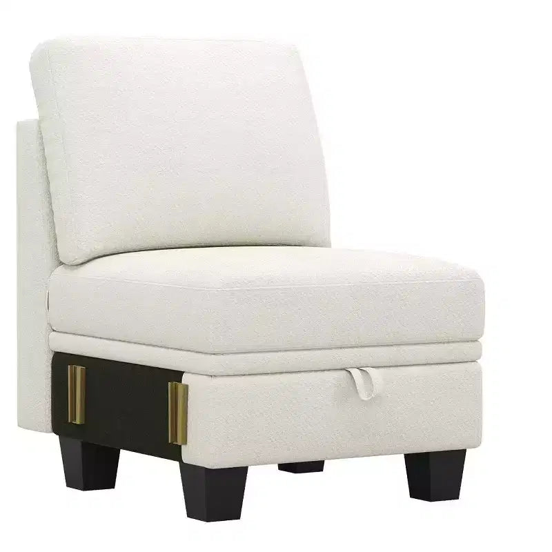 Single-seat compact chenille sofa with hidden storage space