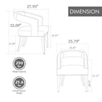 25.79W Modern Open Back Upholstered Accent Chair Barrel Chair with Weathered Solid Wood Legs, Dining Chair