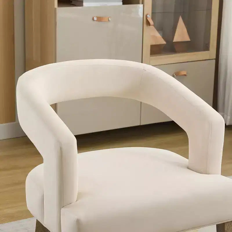 25.79W Modern Open Back Upholstered Accent Chair Barrel Chair with Weathered Solid Wood Legs, Dining Chair