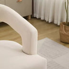 25.79W Modern Open Back Upholstered Accent Chair Barrel Chair with Weathered Solid Wood Legs, Dining Chair