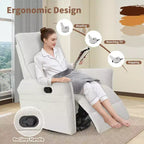 Rocking Recliner Chair with Side Pocket 360 Swivel Nursery Accent Chair Small Glider Chair for Living Room Bedroom Home Theater