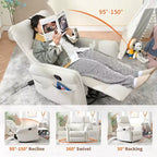 Rocking Recliner Chair with Side Pocket 360 Swivel Nursery Accent Chair Small Glider Chair for Living Room Bedroom Home Theater