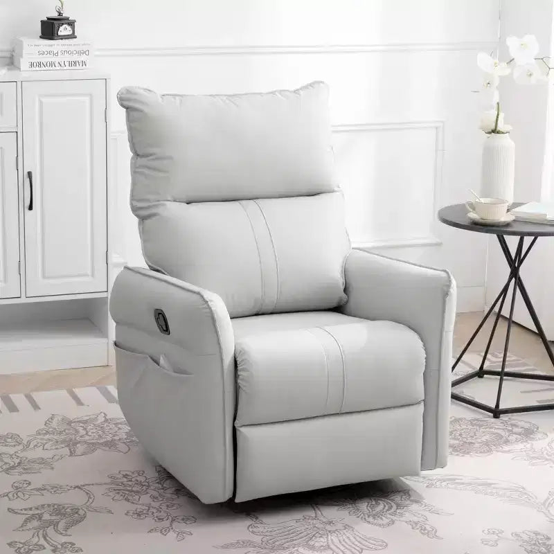 Rocking Recliner Chair with Side Pocket 360 Swivel Nursery Accent Chair Small Glider Chair for Living Room Bedroom Home Theater