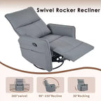 Rocking Recliner Chair with Side Pocket 360 Swivel Nursery Accent Chair Small Glider Chair for Living Room Bedroom Home Theater