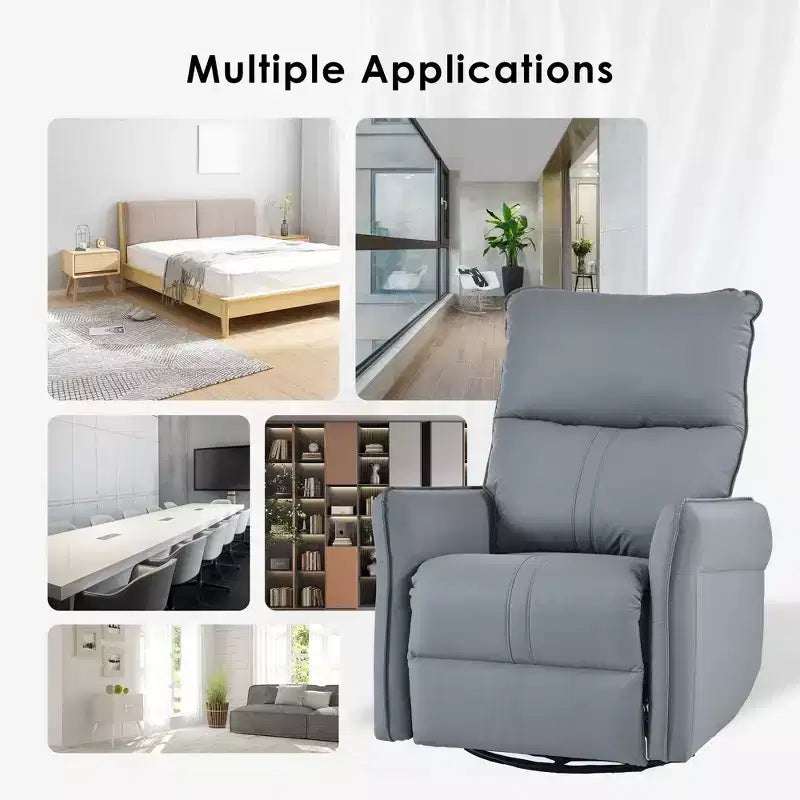 Rocking Recliner Chair with Side Pocket 360 Swivel Nursery Accent Chair Small Glider Chair for Living Room Bedroom Home Theater