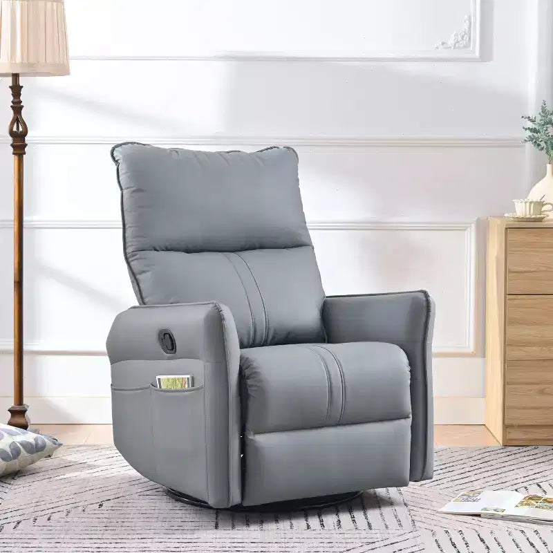 Rocking Recliner Chair with Side Pocket 360 Swivel Nursery Accent Chair Small Glider Chair for Living Room Bedroom Home Theater